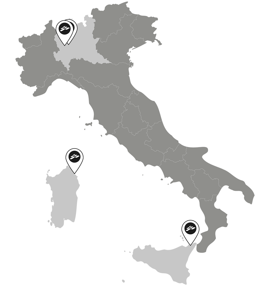 Mappa siti produttivi SACS Tecnorib in Italia